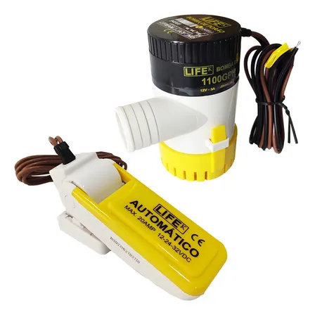 Kit Bomba De Porão 1100 Gph 12v E Automático Para Embarcação Lifek