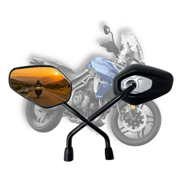 Par Retrovisor Tiger 1200 Fixo Rosca Honda Lente Convexa