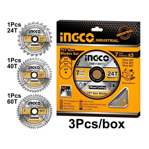 Set 3 Discos Cortes 7 1/4 P Circular Ingco Ma Color Amarillo