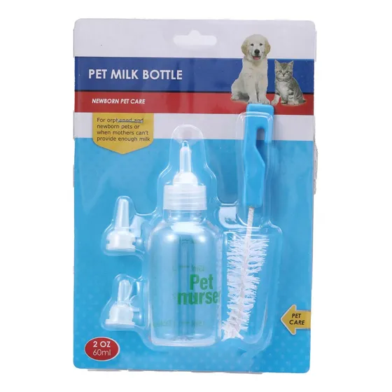 Kit Mamadera Cachorros Gatitos Con Cepillo Repuesto Tetina