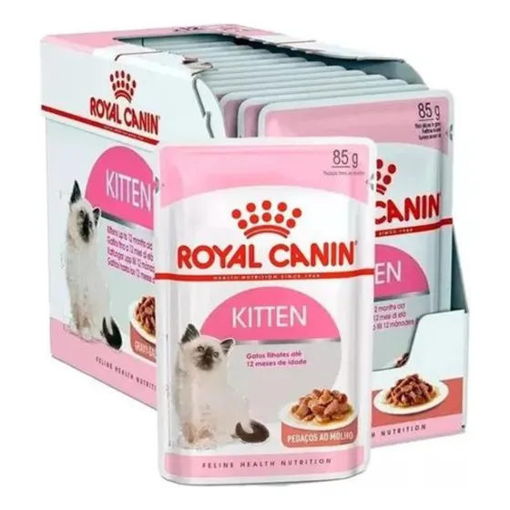 Caixa Com 12 Sachês Royal Canin Kitten Gatos Filhotes 85 Gr