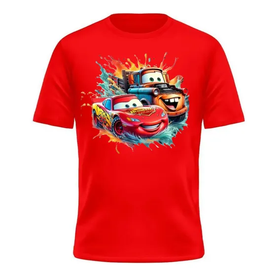 Camiseta Vermelha Relâmpago Mcqueen Camisa Carros
