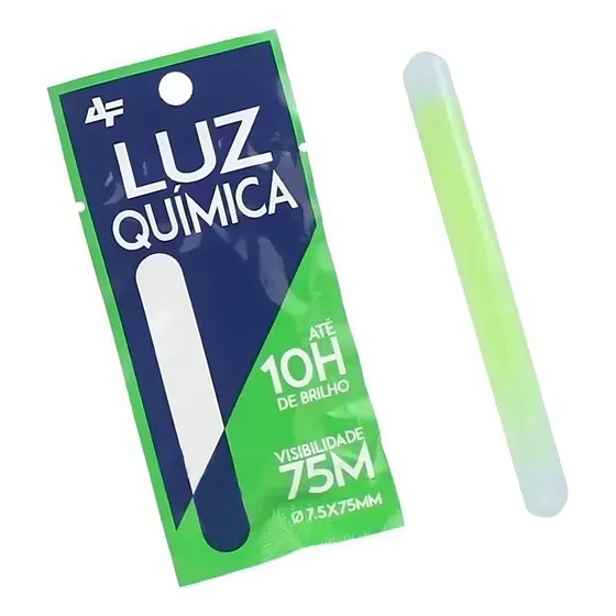 10 Bastão Luz Química Pesca 7.5x75mm Visibilidade 75m Cor Verde