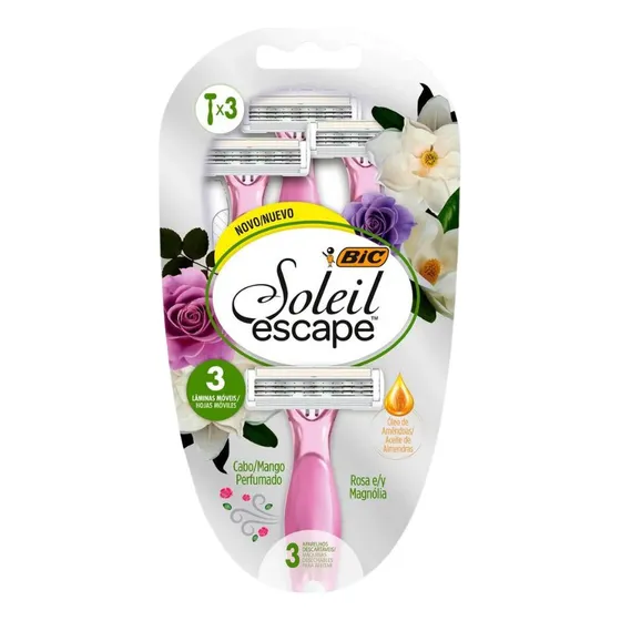 Aparelho Depilatorio Bic Soleil Escape Rosa Com 3un