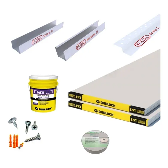 Placa Durlock Materiales X M2 Cielo Raso Listo Para Instalar Blanco