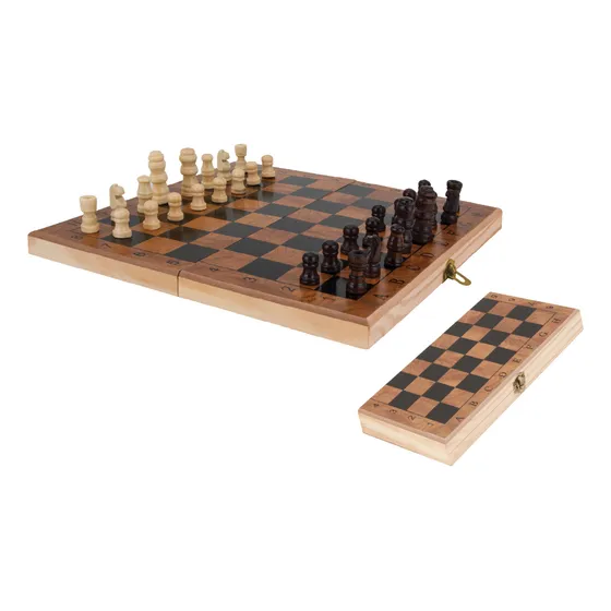 Jogo Xadrez Madeira Dobrável Tabuleiro P