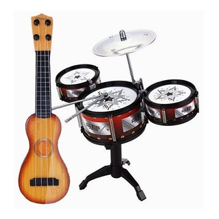 Conjunto De Batería De Jazz Para Niños + Guitarra De Ukelele Conjunto De Batería De Jazz Para Niños + Guitarra De Ukelele
