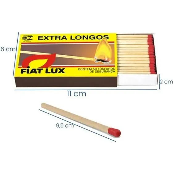 5x Caixas De Fósforo Extra Longo Fiat Lux Com 50 Unidades