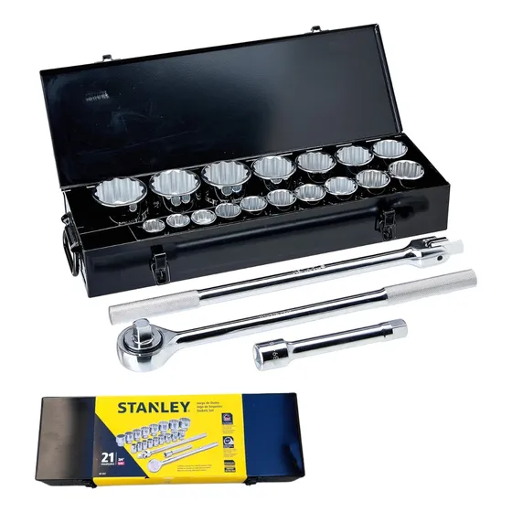 Juego De Dados 3/4 Ratchet Stanley 21 Pza Metrico 87-557