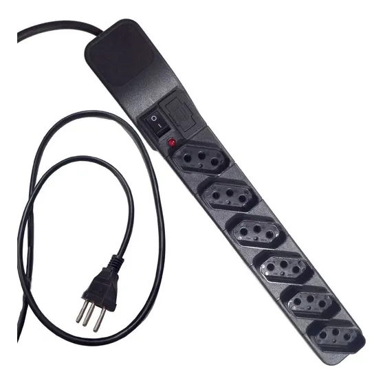 Filtro De Linha Régua Extensão 6 Tomadas 120 Cm Bivolt