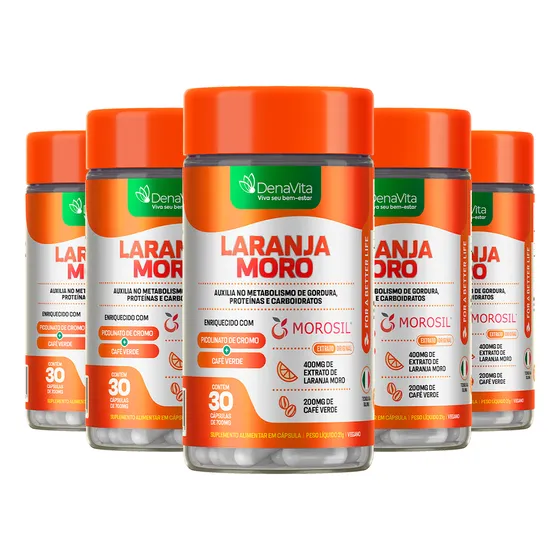 Kit 5x Laranja Moro Morosil + Cromo + Café Verde - Denavita