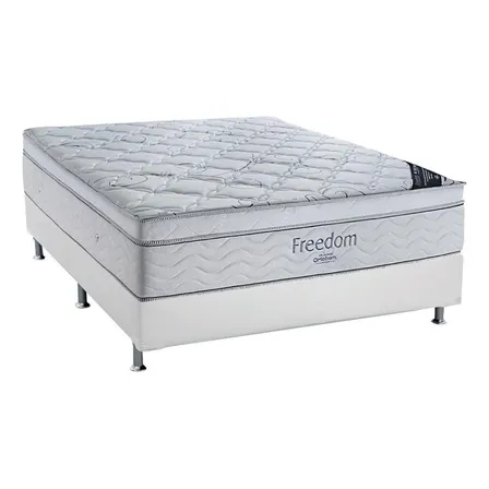 Cama Box Casal: Colchão Molas Ortobom Superpocket Freedom Vi - Ciano