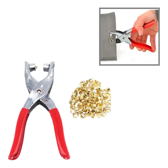 Alicate Aplicador Ilhos + 100 Ilhos Brinde Profissional