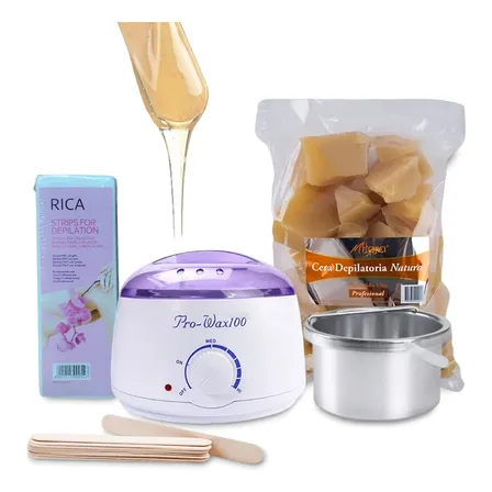 Kit Depilacion Olla 500g + 1kg Cera +50 Paletas + 100 Bandas