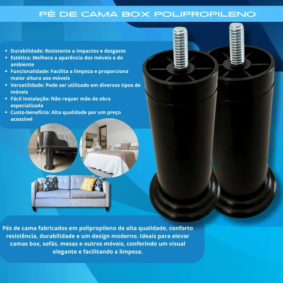 Pé Cama Box De Casal King Jogo Com 8 Peças De 12cm Pezinho