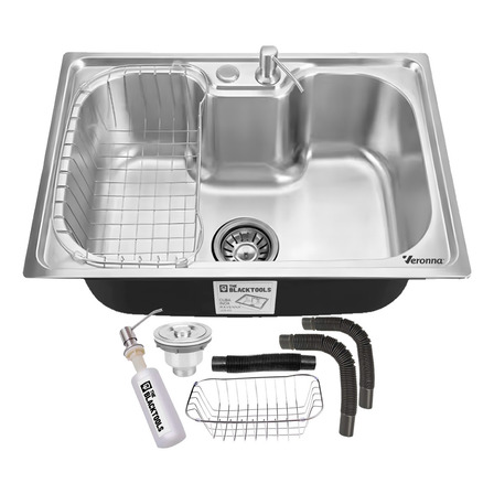 Cuba Cozinha Pia Gourmet Aço Inox 50x40cm 26l Com Acessórios Kit Completo Válvula Sifão Ravenna Vcb300 The Black Tools Cuba Cozinha Pia Gourmet Aço Inox 50x40cm 26l Com Acessórios Kit Completo Válvula Sifão Ravenna Vcb300 The Black Tools