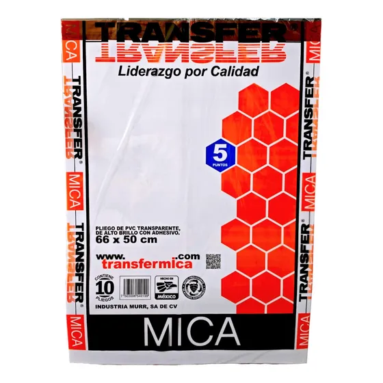 20 Pliegos De Mica Adherible Transfer 66 X 50cm 5 Pts Grosor