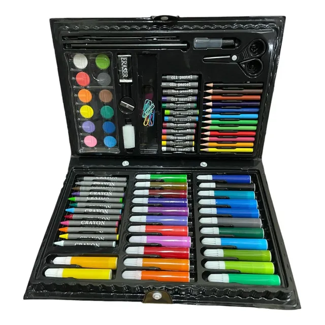 Valija Escolar Infantil 86 Piezas Lapices Acuarelas Crayones
