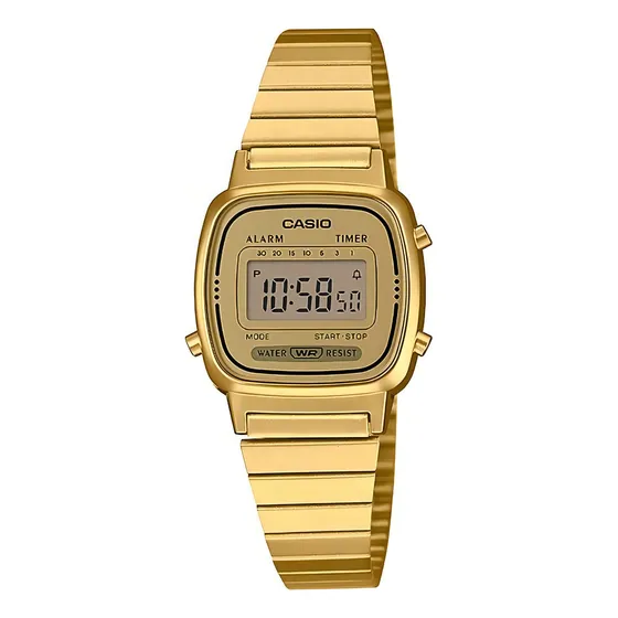 Reloj Casio Vintage Unisex La670wga-9vt Color De La Correa Dorado