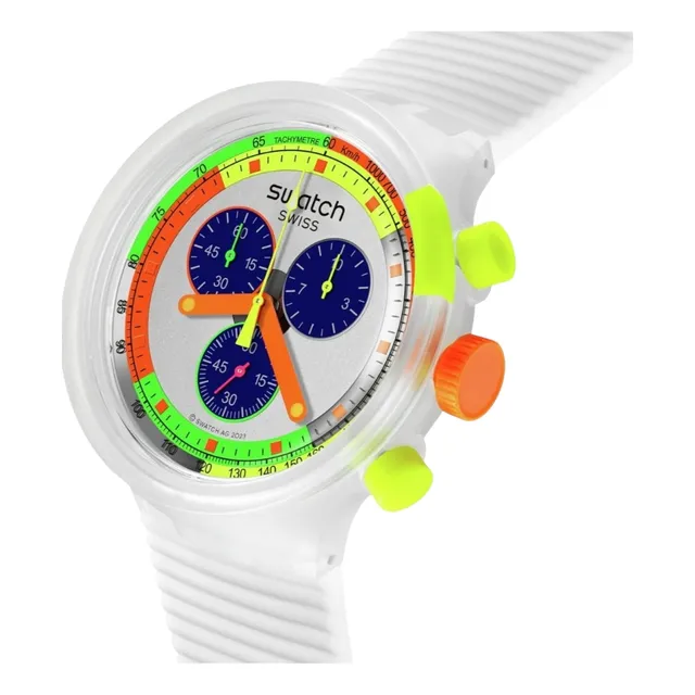 Swatch Reloj Casual Transparente Neon Yelli