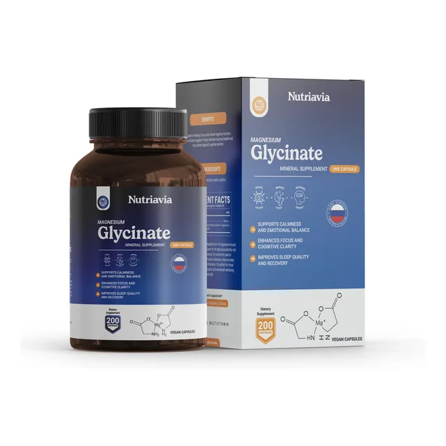 Glicinato Magnesio Magnesium Glycinate 200 Capsulas Nutravia