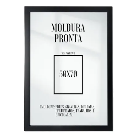 Moldura Para Quebra Cabeça 1000 Pçs 50x70 Cm Com Vidro Cor Preto