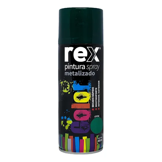 Pintura En Spray Metalizada Secado Rápido Rex 400ml Color Verde