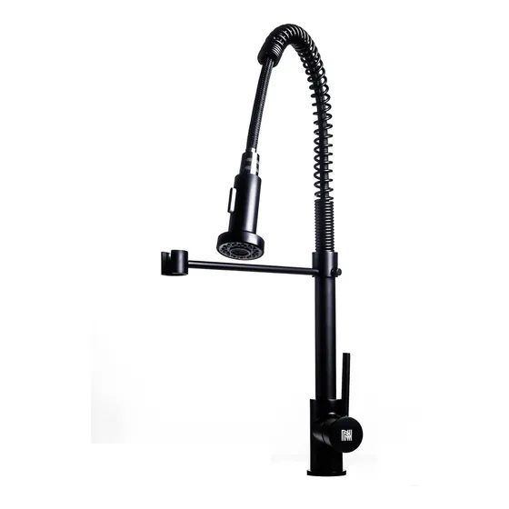 Grifo de cocina gourmet monomando con ducha, 50 cm, negro
