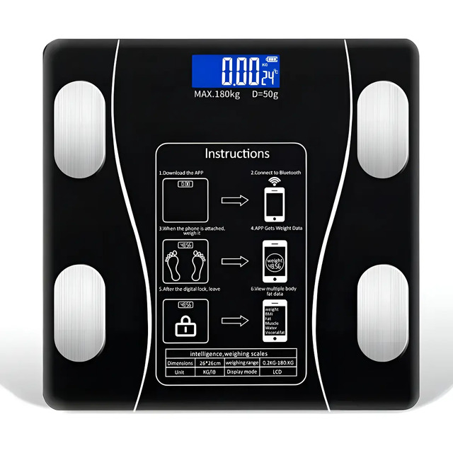 Balança Corporal Bioimpedância Profissional Bluetooth Preto