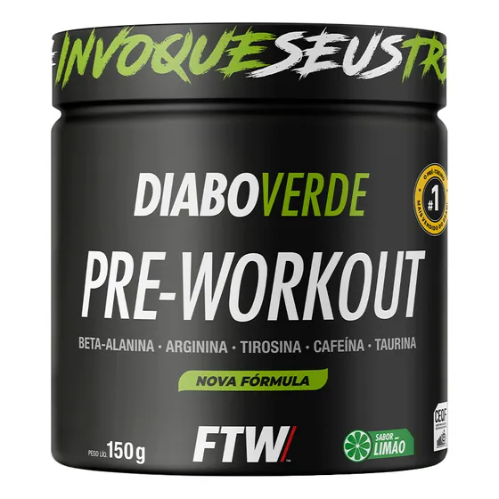 Suplemento Em Pó Verde Pre Treino Pre Workout Pote 150g Sabor Limão FTW - DIABO VERDE