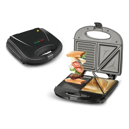 Parrilla Para Hacer Sándwiches Y Paninis 3 En 1 De Aoresac Negro