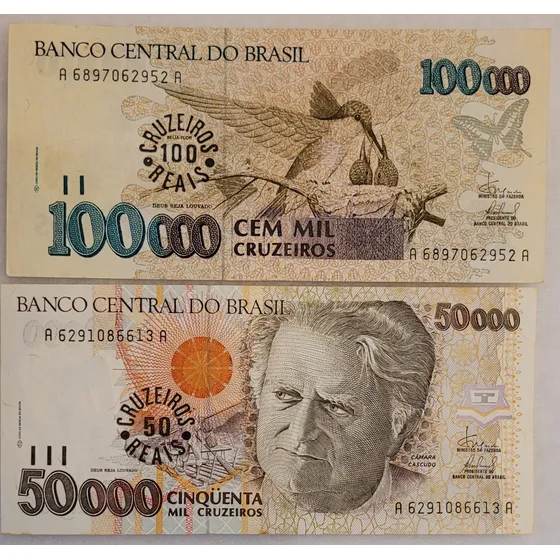C234 ; C235 Notas Antigas 50 E 100 Cruzeiros Reais