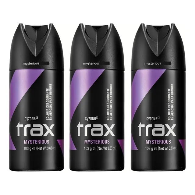 Set X 3 Colonia Deo Trax Mysterious Cyzone Aerosol