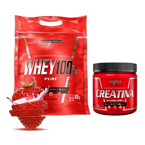 Whey 100% Pure 907g Pouch + Creatina 300g Integral Médica
