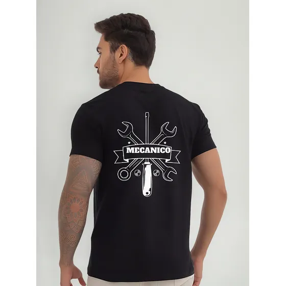 Camiseta Camisa Trabalho Mecânico Uniforme Masculina