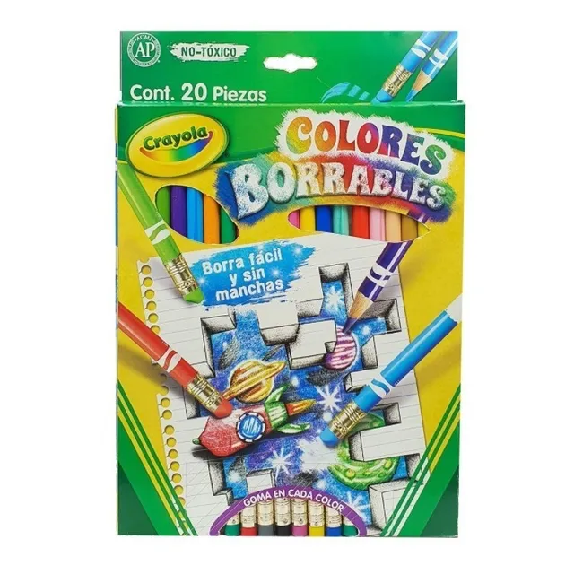 20 Lapices De Colores Borrable Con Borrador Incluido Crayola
