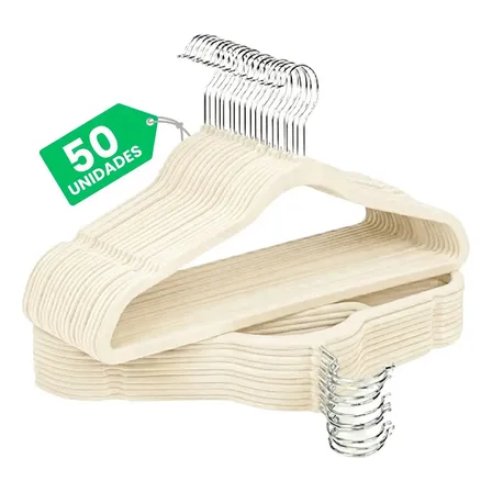 Kit Cabides Veludo De Roupa Antideslizante Slim Adulto 50 Un Bege