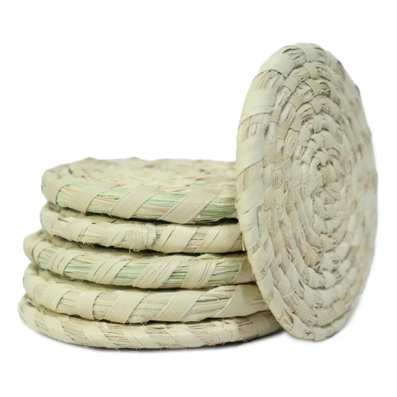Set X6 Posavasos Macramé Artesanal Porta Velas Tazas Hilo Color Natural Posa Tutti Palma X 6
