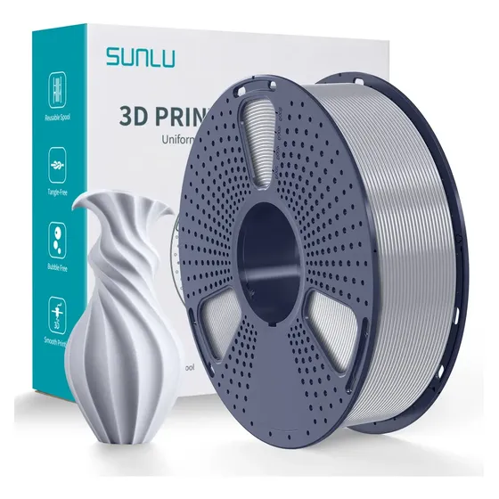 Filamento Pla Sunlu Para Impresora 3d De 1.75 Mm Y 1 Kg Color Plateado