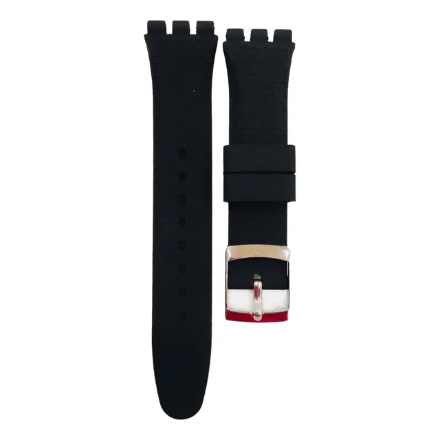 Correa Swatch Irony Tres Piñones Silicon Negra 19.5mm