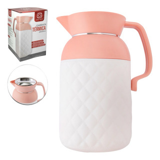 Garrafa Térmica Para Café Rosa Com Branco 1 Litro De Cozinha Garrafa Térmica Para Café Rosa Com Branco 1 Litro De Cozinha