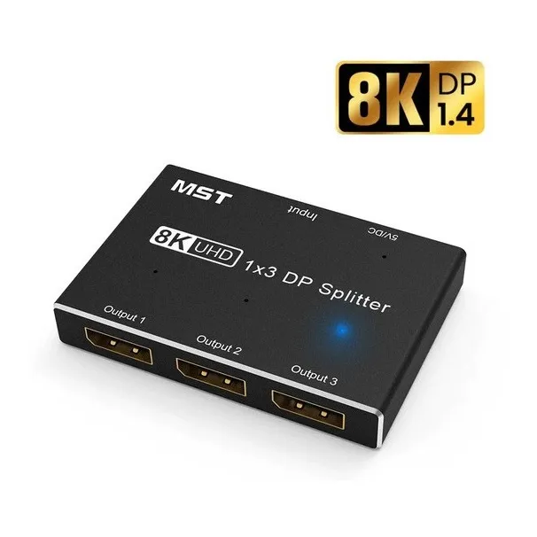 Adaptador Displayport 1 A 3 Duplica Extiende Pantalla 8k 4k