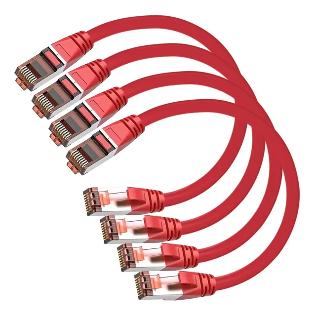 Cables Ethernet, Mxerh-004, 4pzas, 0.25m, Rojo, 1gbps, Cat6