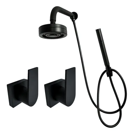 Kit Ducha Chuveiro Auto Limpante C/ Desviador + 2 Acabamento Preto Fosco