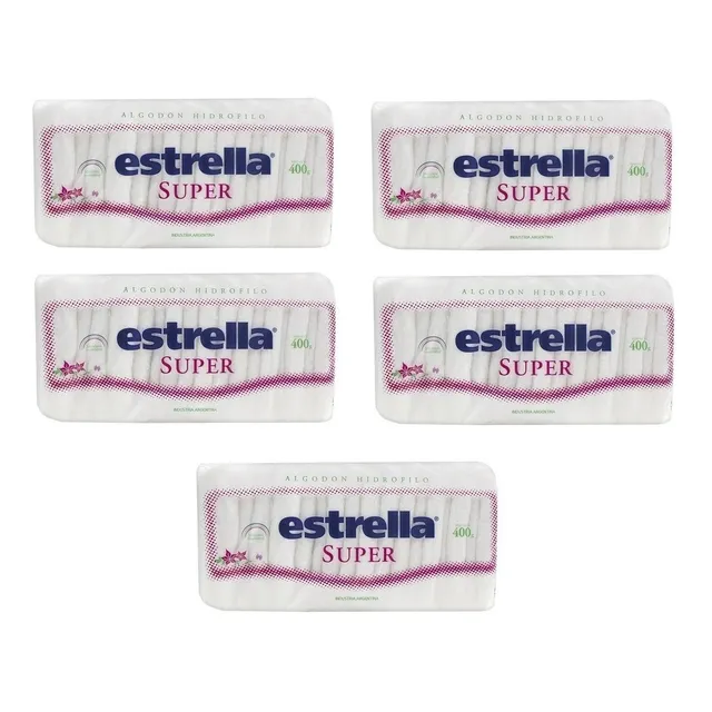 5 Pack Estrella Algodón Súper Máxima Suavidad X 400 Grs