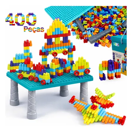 Mesa De Montar Infantil Educativa Com 400 Peças