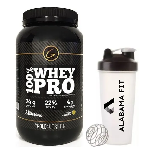 Proteína Whey Pro 2lb - Gold Nutrition Sabor Natural + Vaso