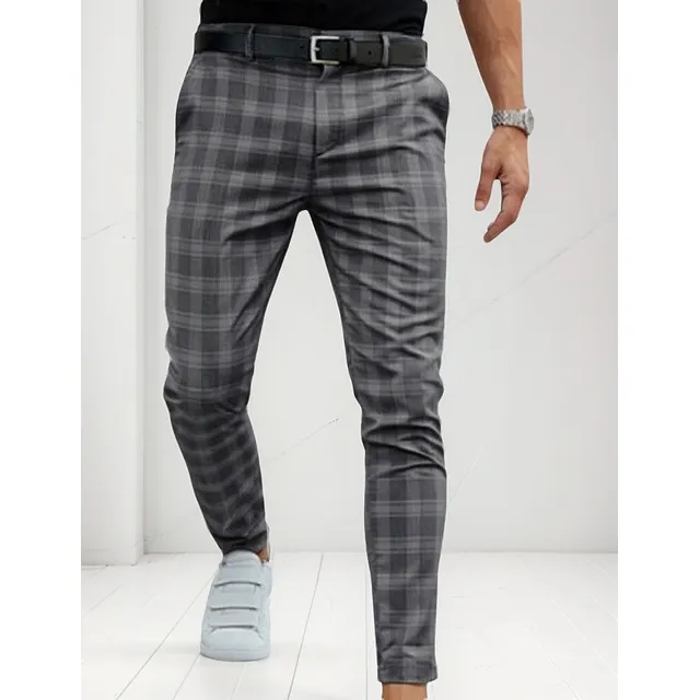 Pantalones A Cuadros Para Hombre Pantalones Largos Casuales