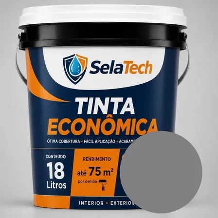 Tinta Acrílica Fosca Econômica Selatech 18l Interno Externo Cinza