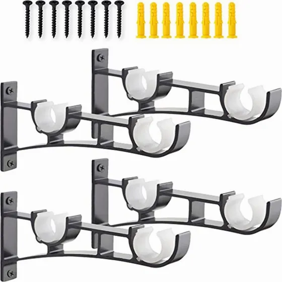 M Soporte Set 4 Cortinero Para Pared Ajustable Gancho